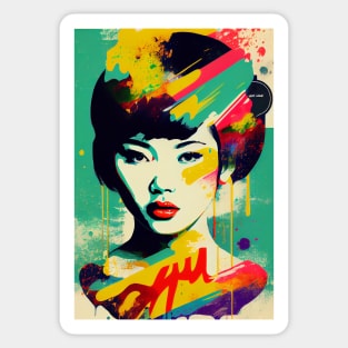 Vintage woman in pop-art style Sticker